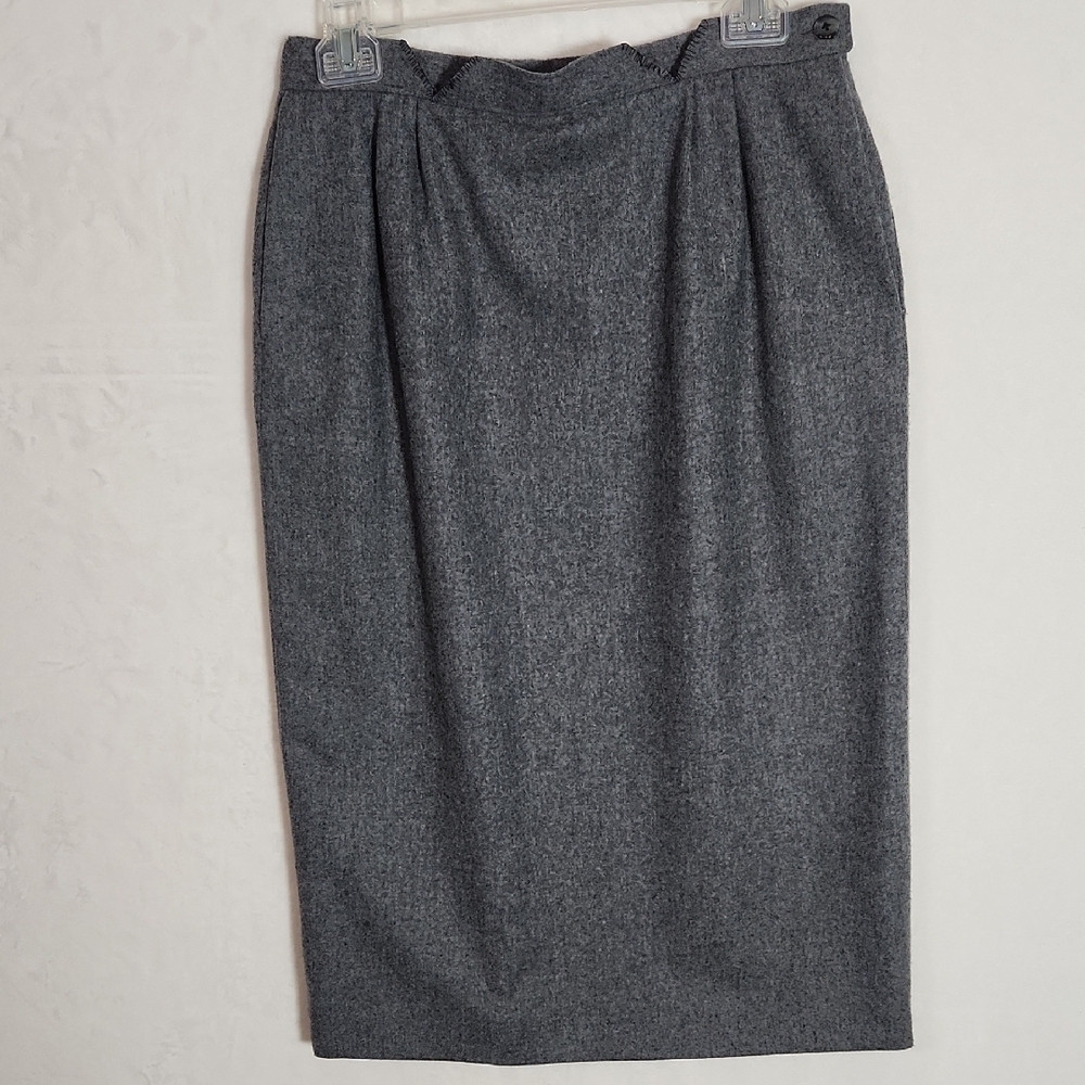 Pendleton Gray Wool Pleated Waistband Pencil Skirt size 8